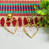 Ball Stud Heart Shape Texture Earring Bezels - (1Pair)