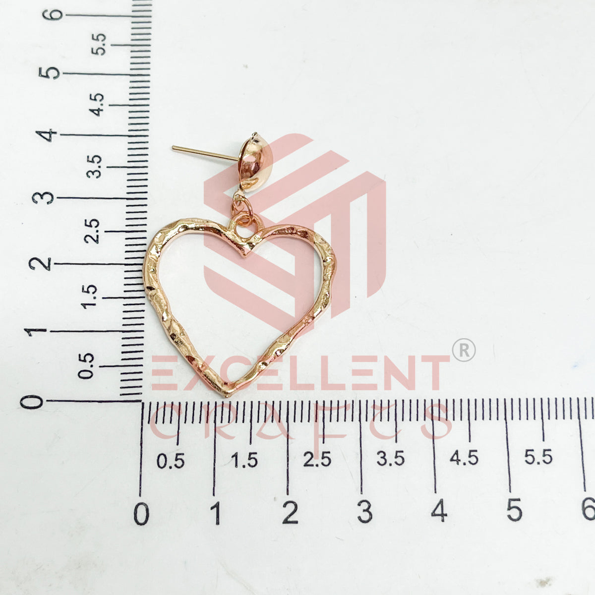 Ball Stud Heart Shape Texture Earring Bezels - (1Pair)