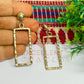 Ball Stud Long Rectangle Shape Texture Earring Bezels - (1Pair)