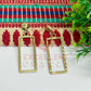Ball Stud Long Rectangle Shape Texture Earring Bezels - (1Pair)