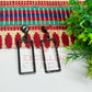 Ball Stud Long Rectangle Shape Texture Earring Bezels - (1Pair)