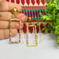 Ball Stud Long Rectangle Shape Texture Earring Bezels - (1Pair)
