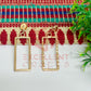 Ball Stud Long Rectangle Shape Texture Earring Bezels - (1Pair)
