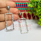 Ball Stud Long Rectangle Shape Texture Earring Bezels - (1Pair)