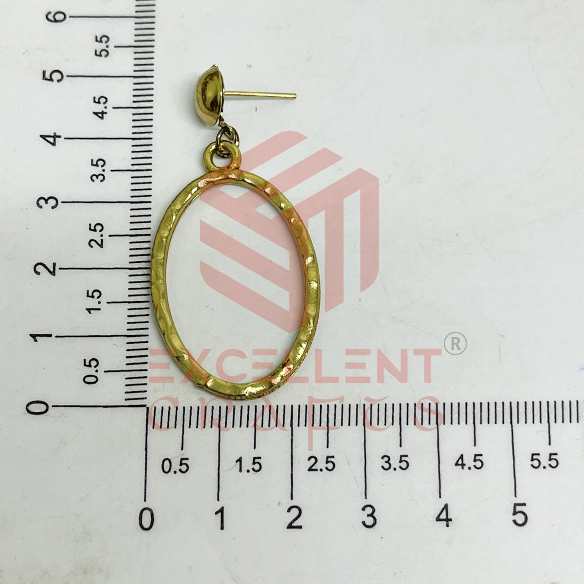 Ball Stud Oval Shape Texture Earring Bezels - (1Pair)