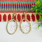 Ball Stud Oval Shape Texture Earring Bezels - (1Pair)