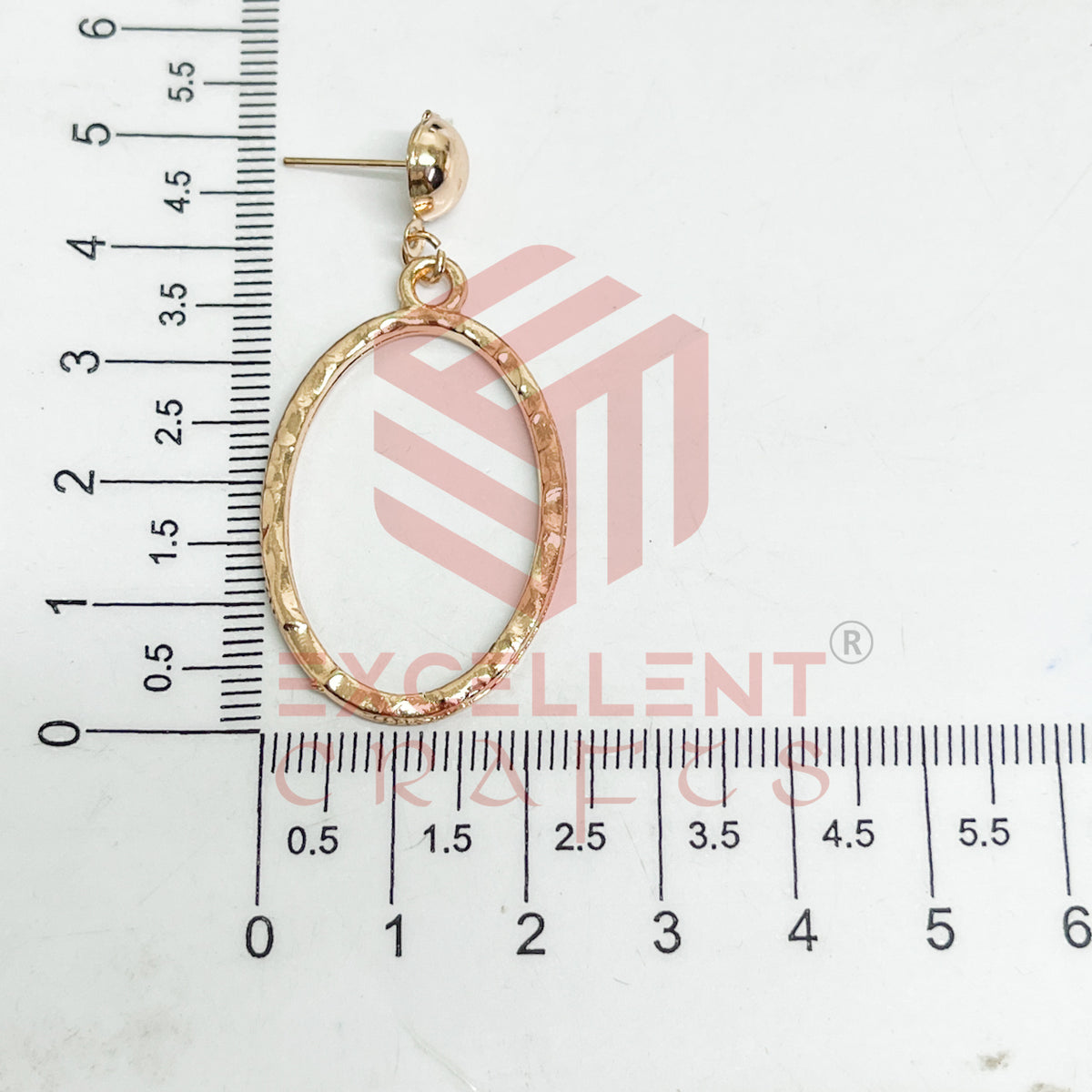 Ball Stud Oval Shape Texture Earring Bezels - (1Pair)