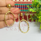 Ball Stud Oval Shape Texture Earring Bezels - (1Pair)