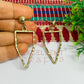 Ball Stud Pentagon Shape Texture Earring Bezels - (1Pair)