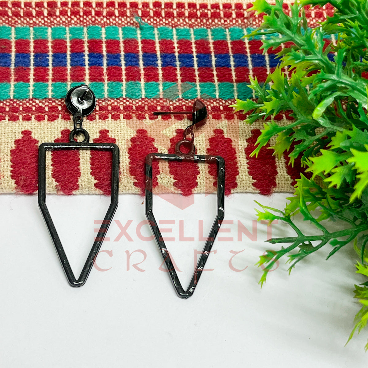Ball Stud Pentagon Shape Texture Earring Bezels - (1Pair)