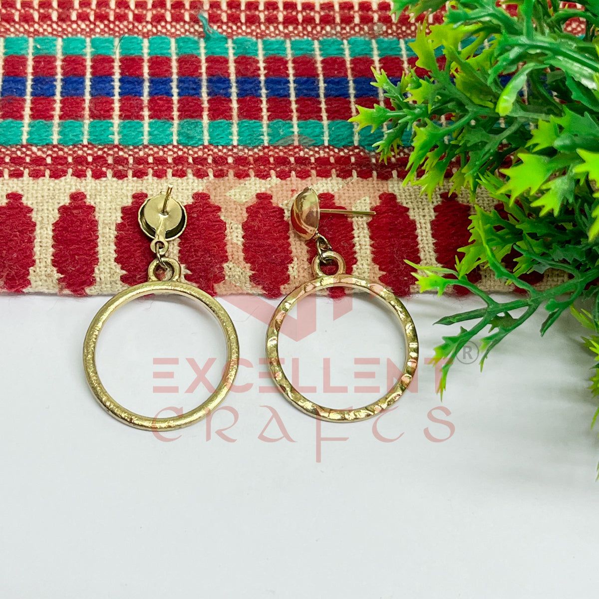 Ball Stud Round Shape Texture Earring Bezels - (1Pair)