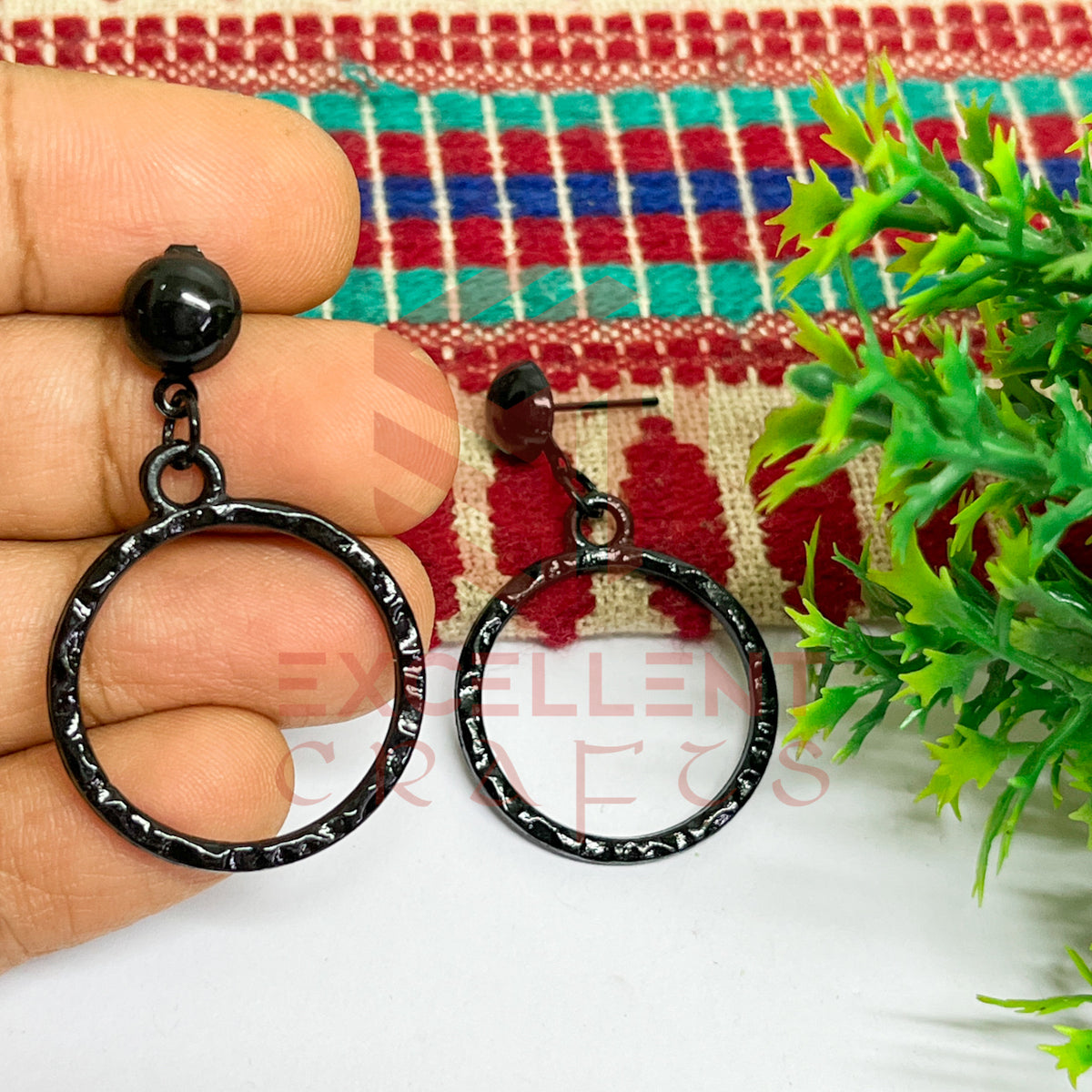 Ball Stud Round Shape Texture Earring Bezels - (1Pair)