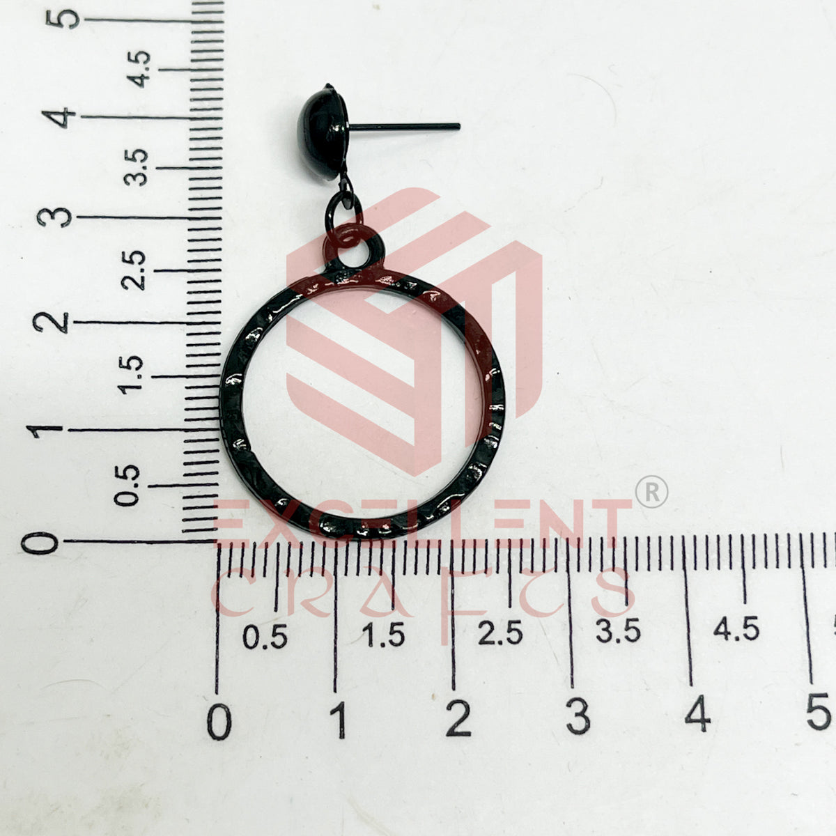 Ball Stud Round Shape Texture Earring Bezels - (1Pair)