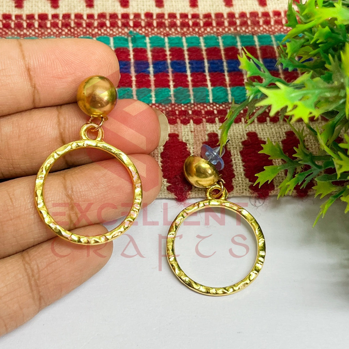 Ball Stud Round Shape Texture Earring Bezels - (1Pair)