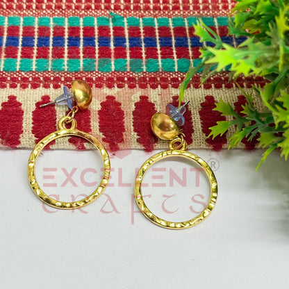 Ball Stud Round Shape Texture Earring Bezels - (1Pair)