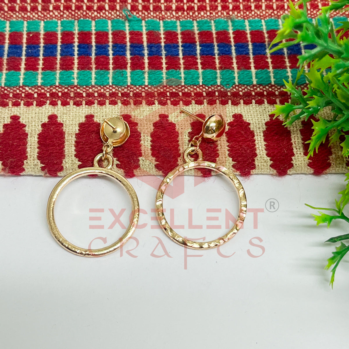 Ball Stud Round Shape Texture Earring Bezels - (1Pair)