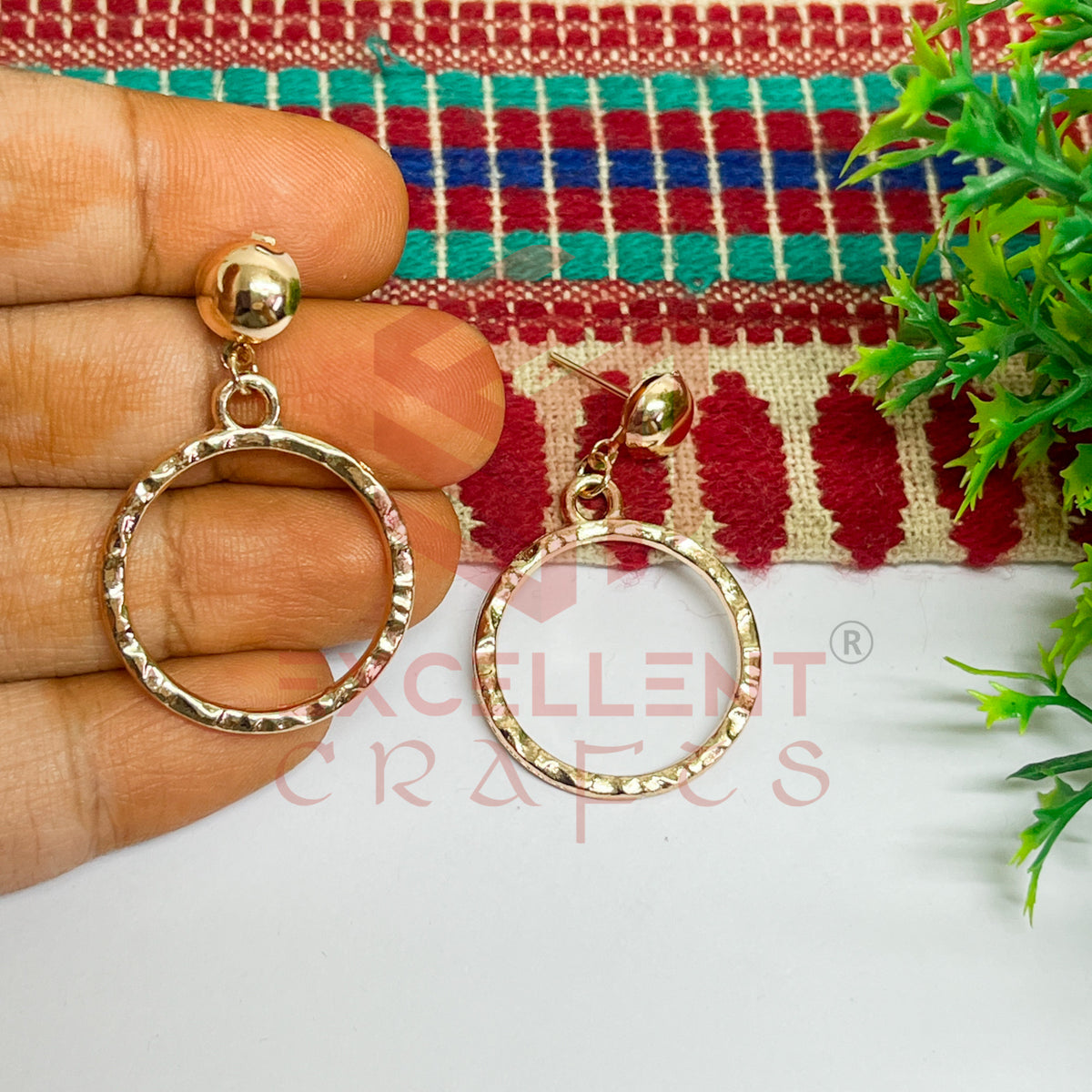 Ball Stud Round Shape Texture Earring Bezels - (1Pair)