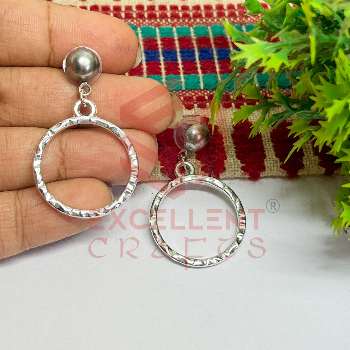 Ball Stud Round Shape Texture Earring Bezels - (1Pair)