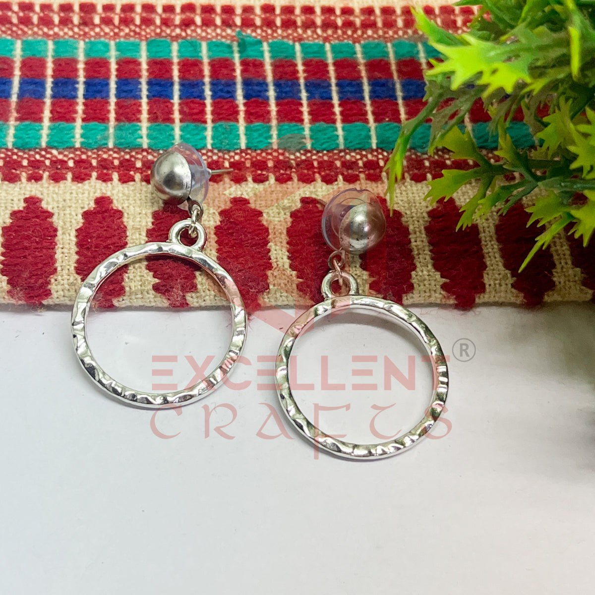 Ball Stud Round Shape Texture Earring Bezels - (1Pair)