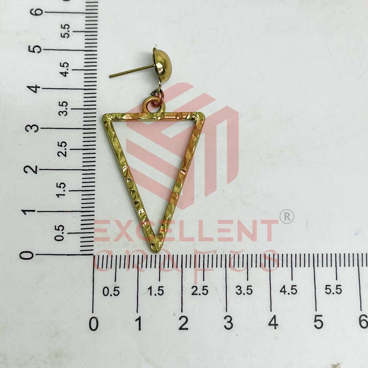 Ball Stud Triangle Shape Texture Earring Bezels - (1Pair)
