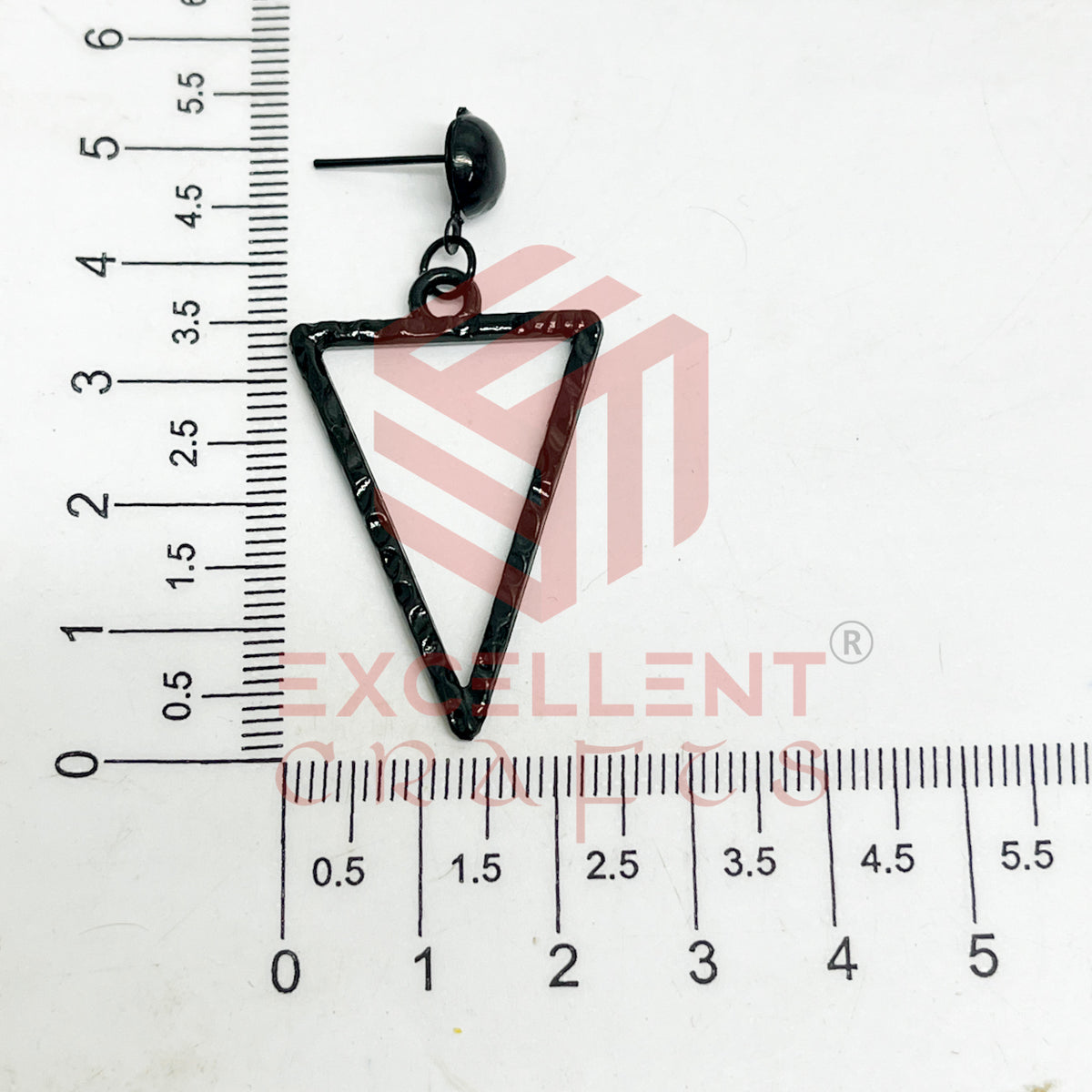 Ball Stud Triangle Shape Texture Earring Bezels - (1Pair)