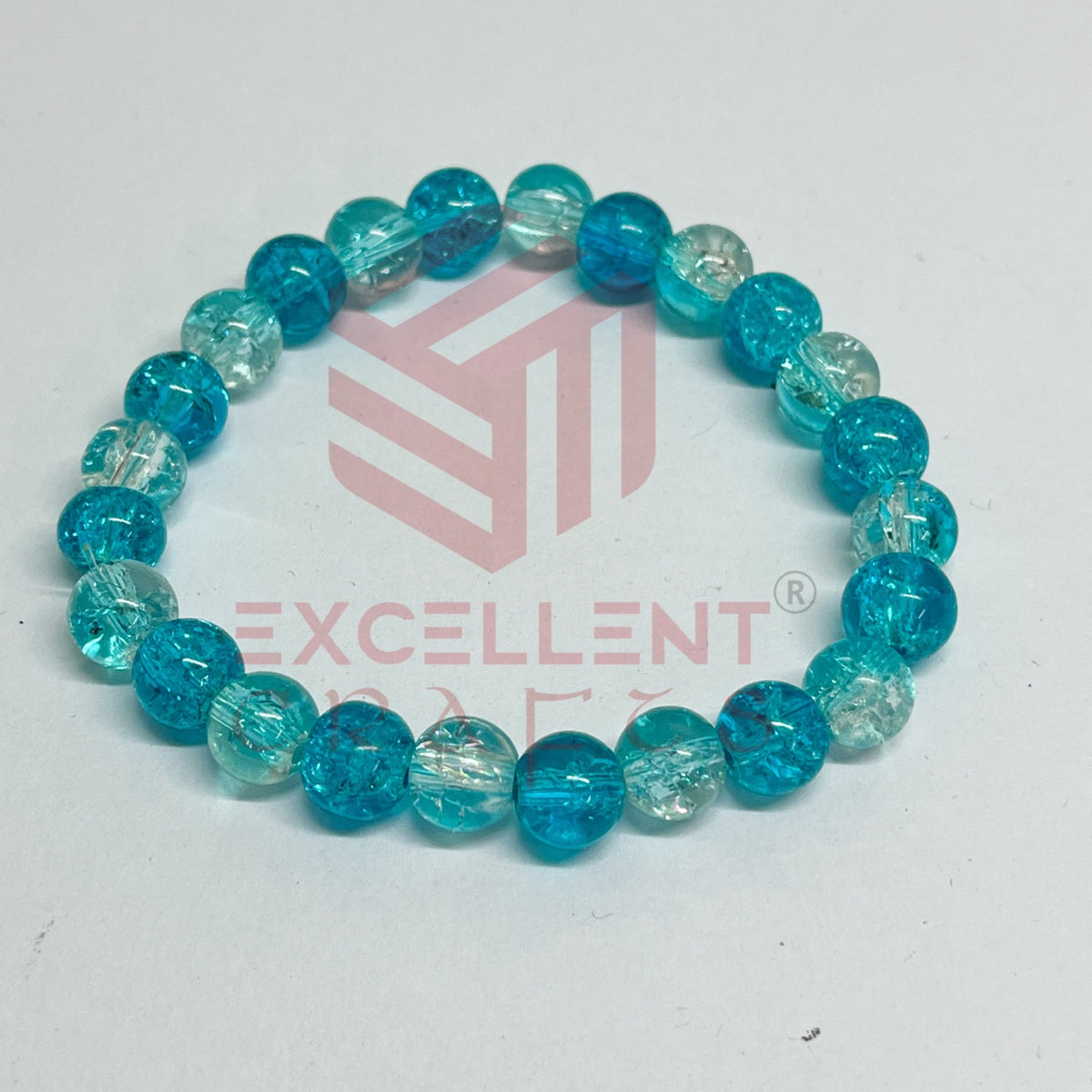 8mm Crackle Bead Bracelet Blue Shades