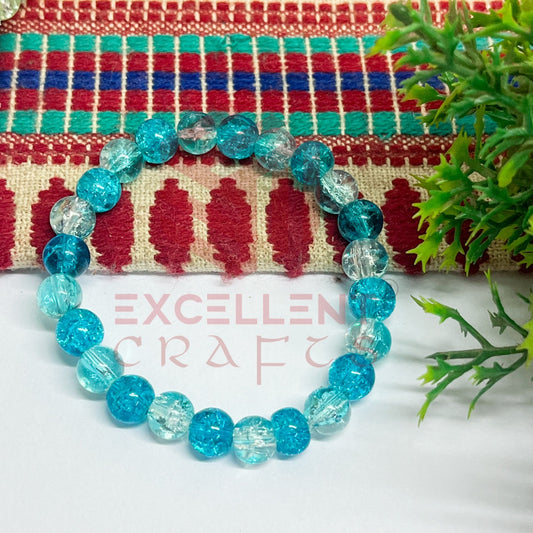 8mm Crackle Bead Bracelet Blue Sea Green