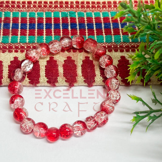 8mm Crackle Bead Bracelet Red and White color