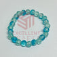 8mm Crackle Bead Bracelet Blue White and Sea Green Bead Combo