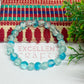 8mm Crackle Bead Bracelet Blue White and Sea Green Bead Combo