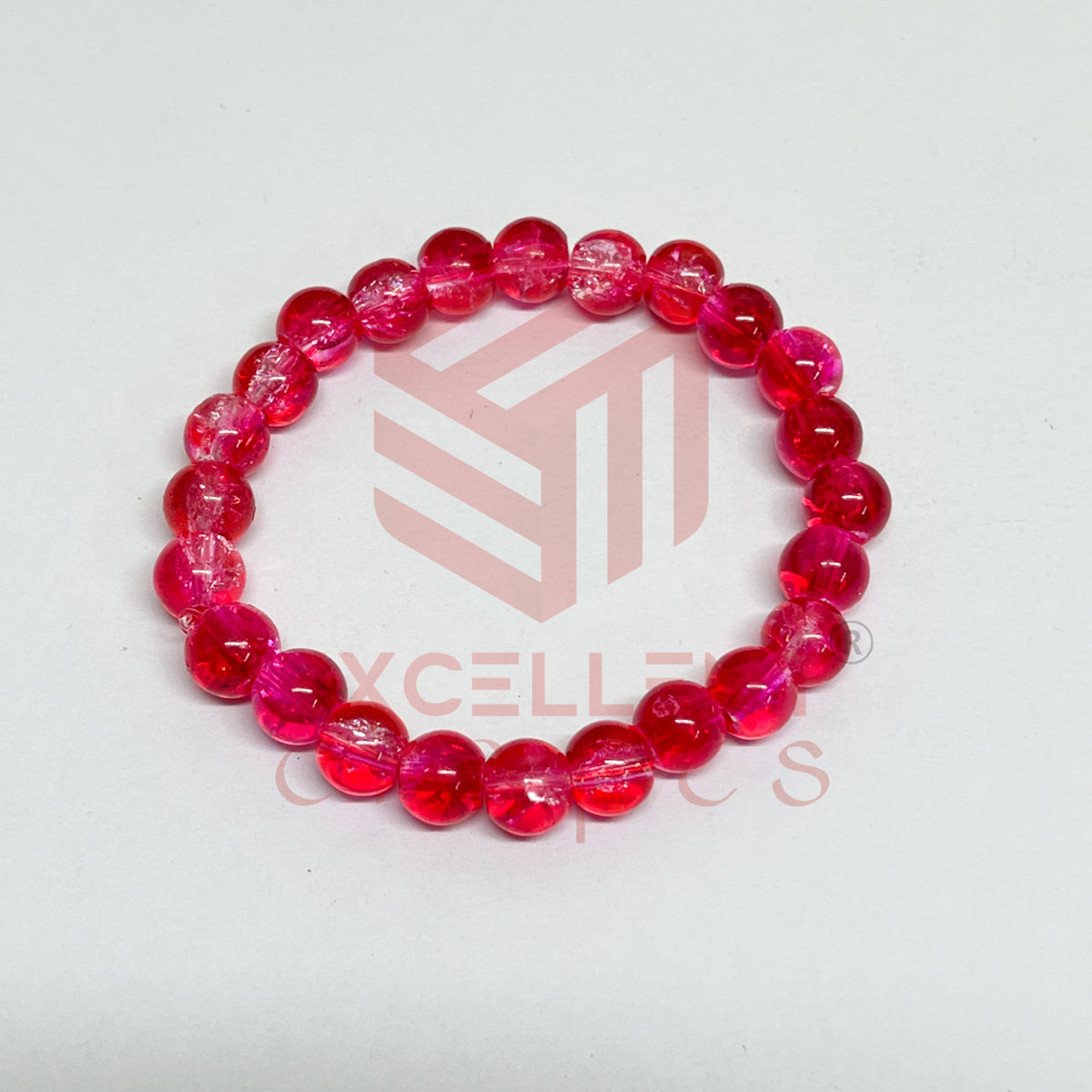 8mm Crackle Bead Bracelet Red