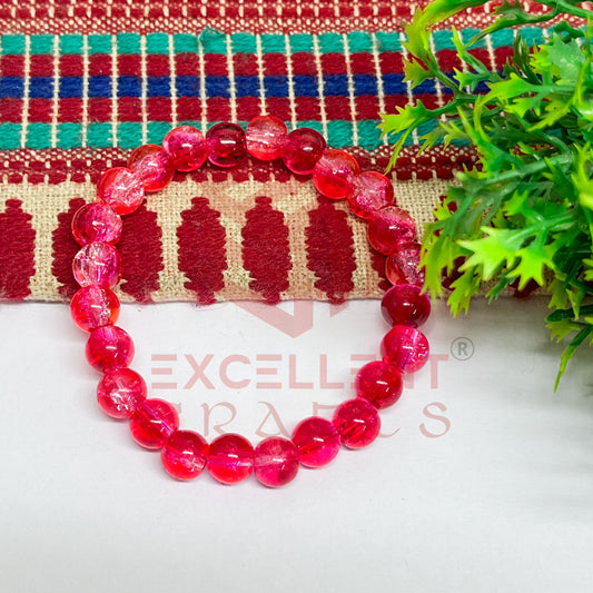 8mm Crackle Bead Bracelet Red