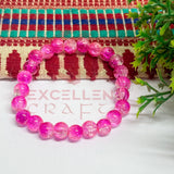 8mm Crackle Bead Bracelet  Pink White
