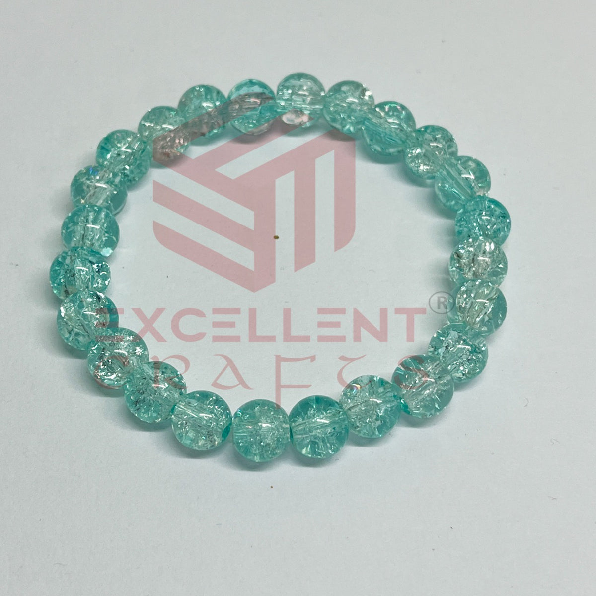 8mm Crackle Bead Bracelet Sea Green