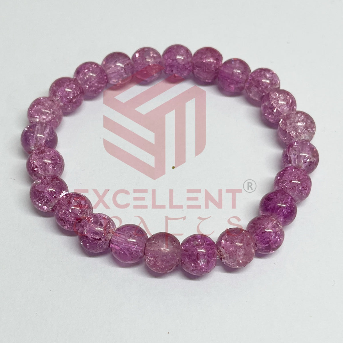 8mm Crackle Bead Bracelet Violet