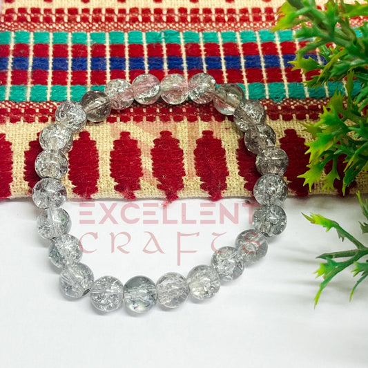 8mm Crackle Bead Bracelet Grey