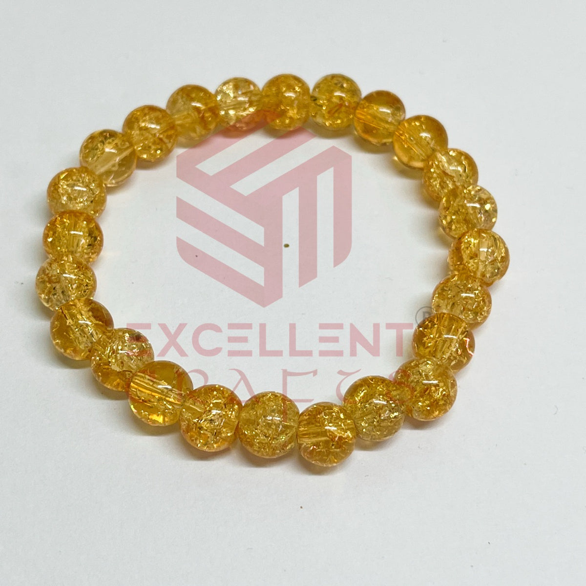 8mm Crackle Bead Bracelet Mustard Yellow