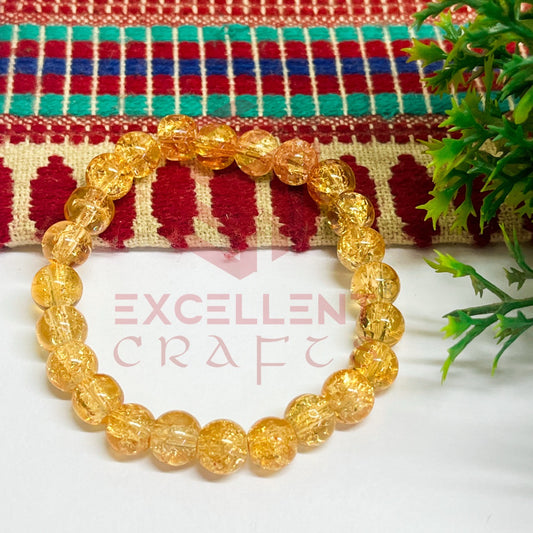 8mm Crackle Bead Bracelet Mustard Yellow