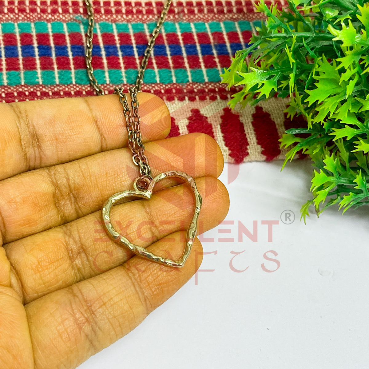Heart Textured Pendant with Chain