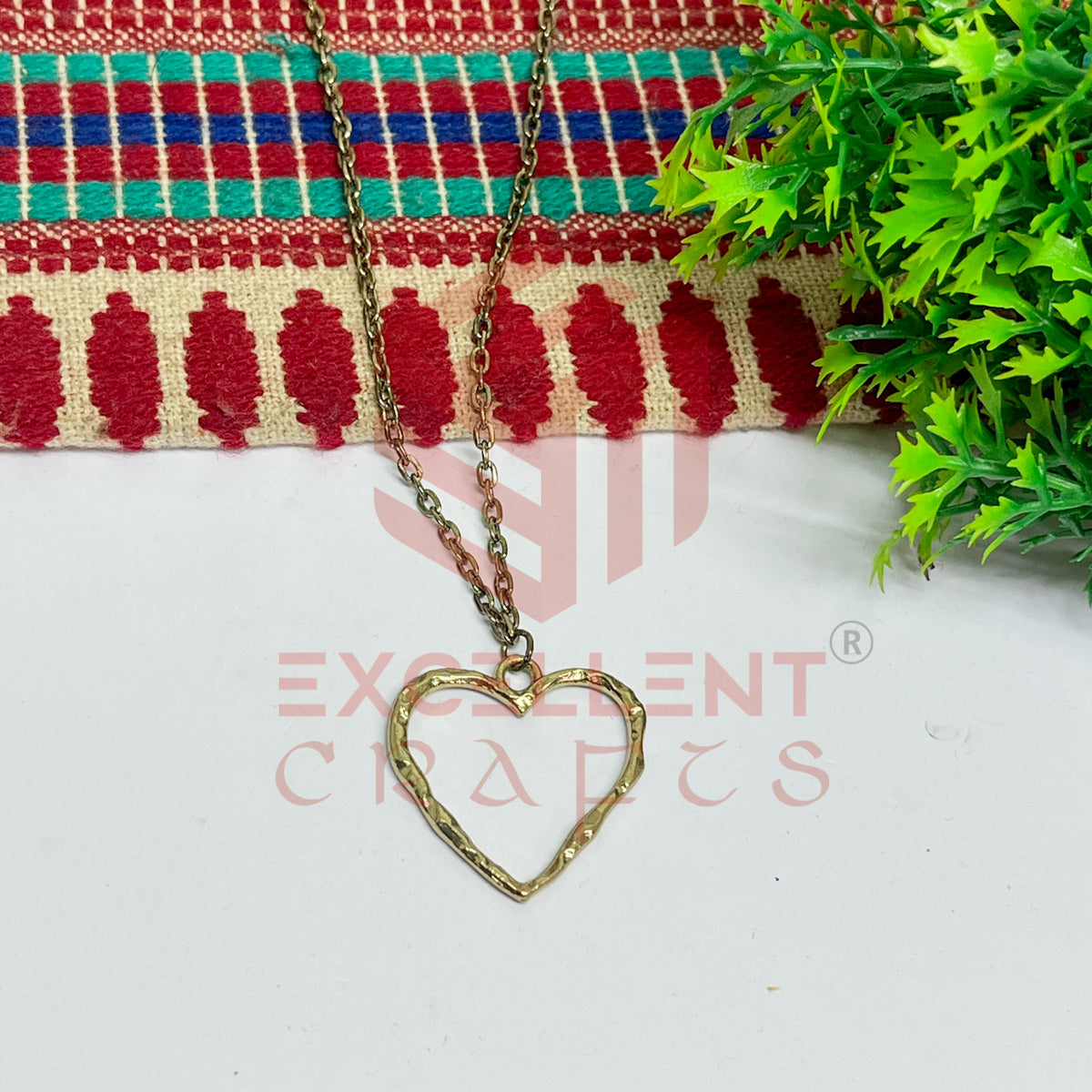 Heart Textured Pendant with Chain