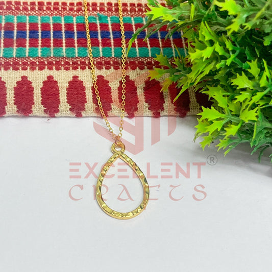 Teardrop Textured Pendant with Chain