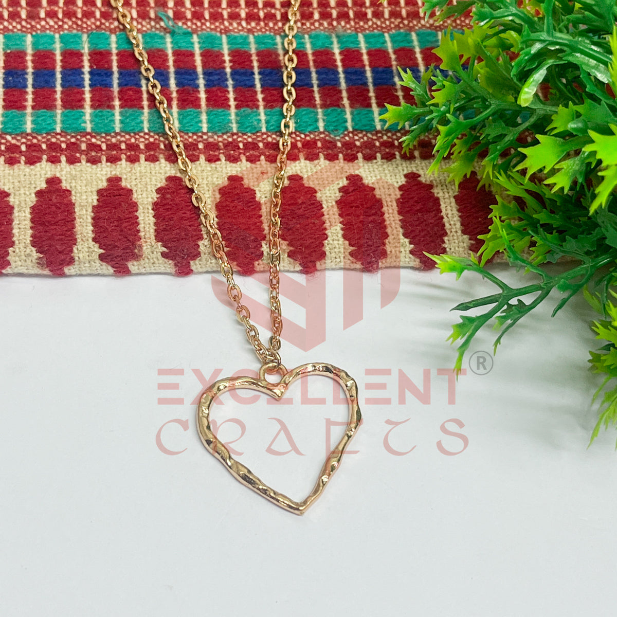 Heart Textured Pendant with Chain