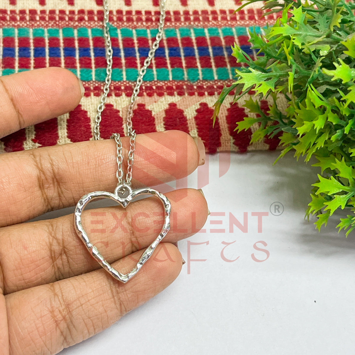 Heart Textured Pendant with Chain