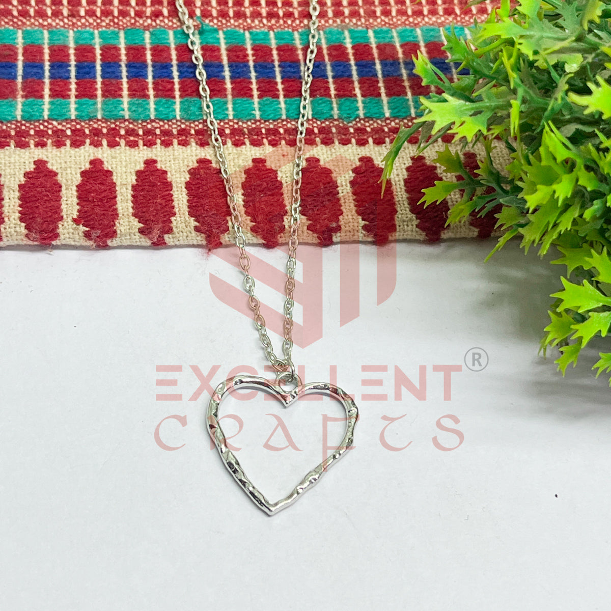 Heart Textured Pendant with Chain