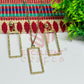 Long Rectangle Pendant Necklace with Earrings Bezel Set