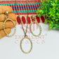 Oval Pendant Necklace with Earrings Bezel Set