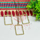Rectangle Pendant Necklace with Earrings Bezel Set