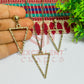 Triangle Pendant Necklace with Earrings Bezel Set