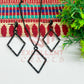 Diamond Shape Pendant Necklace with Earrings Bezel Set