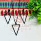 Triangle Pendant Necklace with Earrings Bezel Set